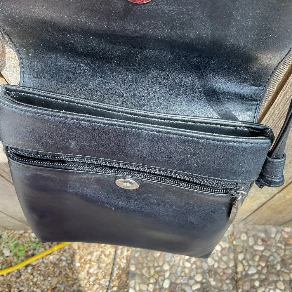 Black Crossbody Purse - Zip and Snap Closure